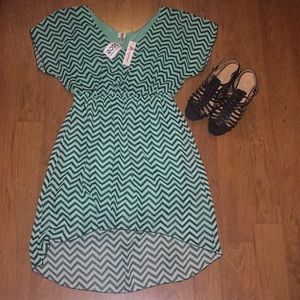 🌟🌟🌟NWT! Mint/Black Chevron High-Low Dress